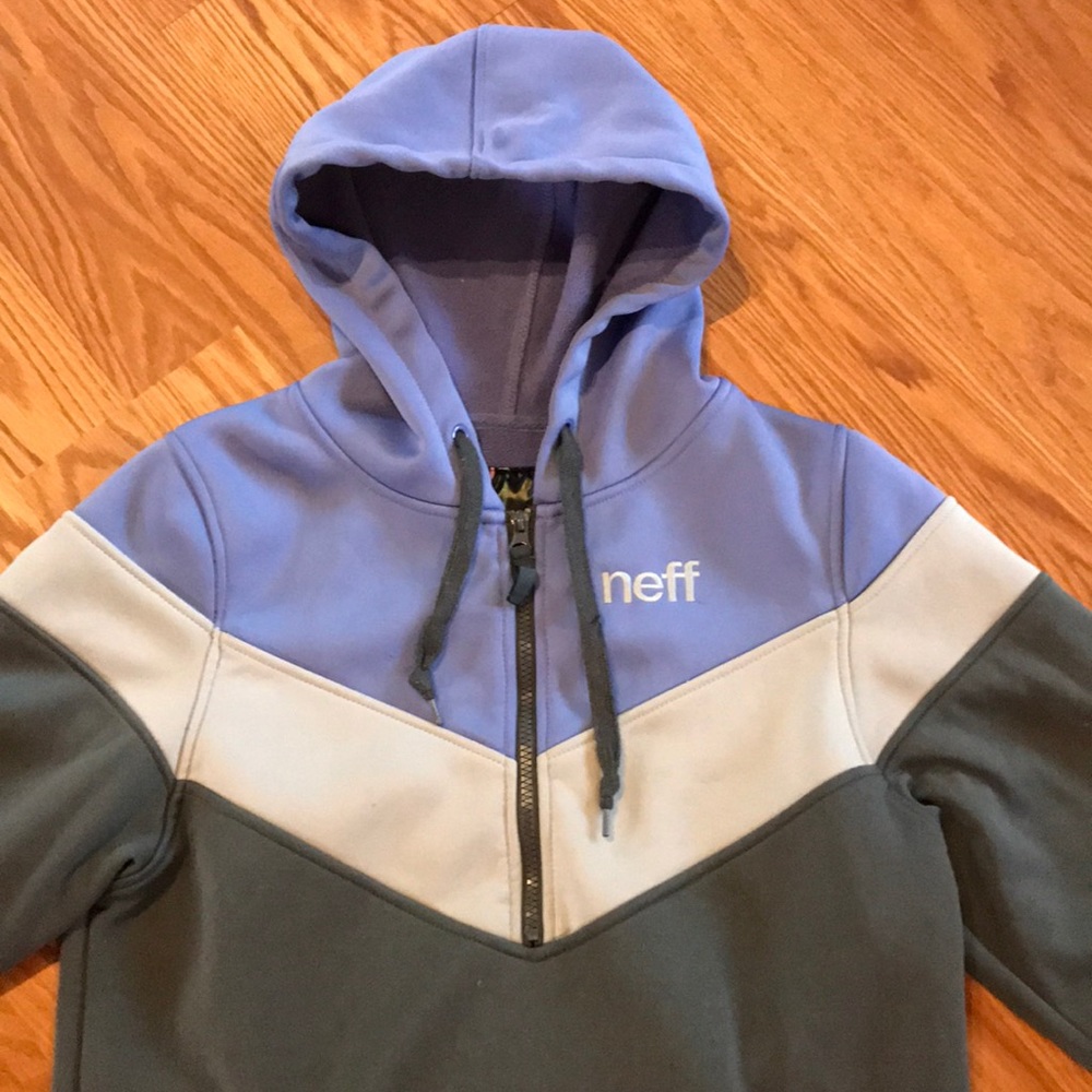 Neff Lavender and Gray 3/4 Zip Hoodie Size Large